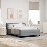 vidaXL Lit à ressorts avec matelas Gris clair 160 x 200 cm tissu