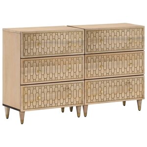 vidaXL Armoires latérales 2 Pièces 60x33x75 cm bois massif de manguier