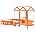 vidaXL Ensemble de lit et de banc avec toit 80x200 cm bois massif pin