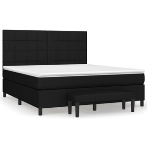 vidaXL Sommier à lattes de lit avec matelas Noir 160x200 cm Tissu