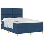 vidaXL Lit à ressorts avec matelas Bleu 160 x 200 cm tissu