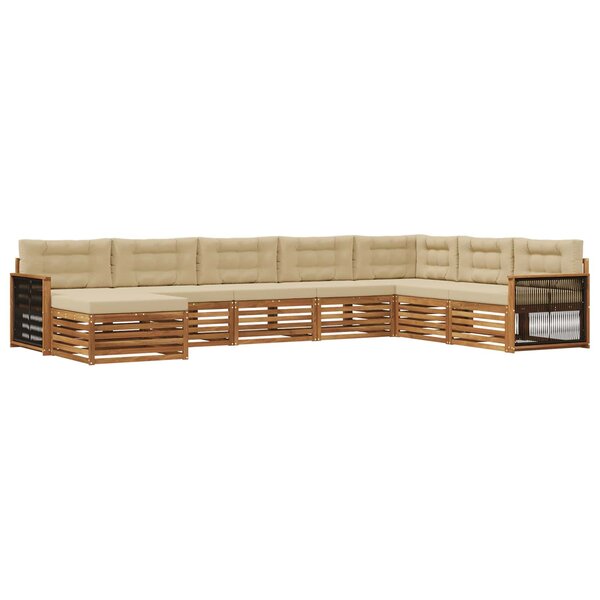 vidaXL Ensemble de canapés d'extérieur 8 pc Naturel et Beige