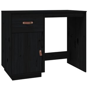 Bureau table poste de travail meuble d'ordinateur informatique étude 95 x 50 x 75 cm bois massif de pin noir 02_0023927