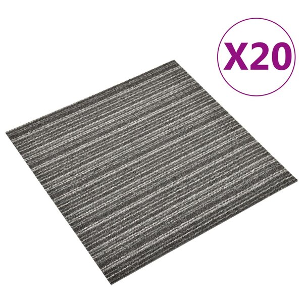 vidaXL Dalles de tapis de sol 20 Pièces 5 m² 50x50 cm Anthracite rayé