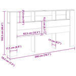 vidaXL Armoire de tête de lit chêne artisanal 200x18 5x102 5 cm