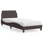 vidaXL Lit avec matelas marron foncé 80x200 cm tissu