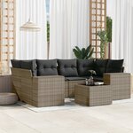 vidaXL Salon de jardin avec coussins 7 Pièces gris résine tressée
