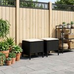vidaXL Pouf de Jardin 2 Pièce Noir et Crème 38 x 38 x 45 cm Rotin PE
