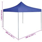 vidaXL Tente de fête 200 x 200 x 315 cm Bleu Tissu Oxford