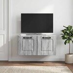 vidaXL Meuble TV mural Sonoma gris 59 5 x 31 x 30 cm Bois d'ingénierie