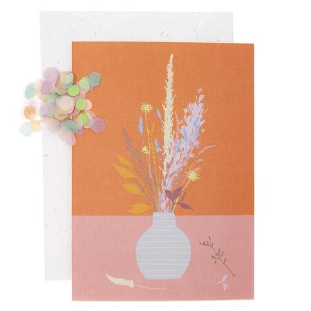 Diy personnaliser sa carte florale - vase et fleurs orange