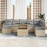 vidaXL Ensemble de canapé de jardin 9 Pièces Beige Poly rotin