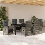 vidaXL Ensemble de salle à manger pour jardin 7 Pièces Gris Poly rotin