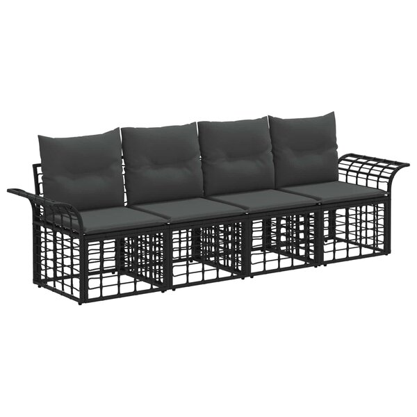 vidaXL Ensemble de canapés d'extérieur 4 Pièces Noir et Gris foncé