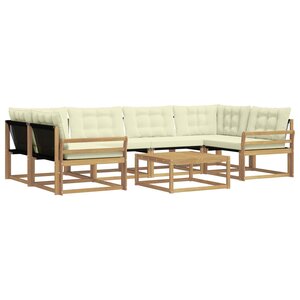 vidaXL Ensemble de canapés d'extérieur 7 Pièces Blanc et crème