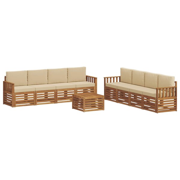 vidaXL Ensemble de canapés d'extérieur 9 pc Naturel et Beige