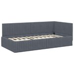 vidaXL Cadre de lit d'angle avec matelas 2 Pièces Gris Velours