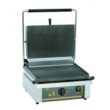 Grill panini professionnel rainuré 360 x 240 mm - stalgast -  - acier inoxydable 430x385x220mm