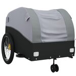 vidaXL Remorque de vélo noir et gris 45 kg fer