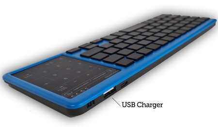 Ovegna bt12: clavier sans fil bluetooth rétro-éclairé rgb pavé tactile &  numérique batterie lithium rechargeable avec sortie usb sous windows  android ios mac pc tablette et smartphone (bleu) - La Poste