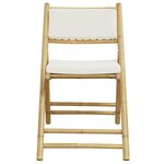 vidaXL Ensemble de bistro pliante 3 Pièces et coussins blanc crème bambou