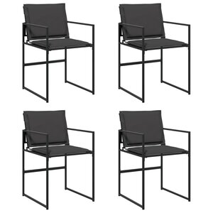 vidaXL Chaises de jardin et coussins lot de 4 noir acier et textilène