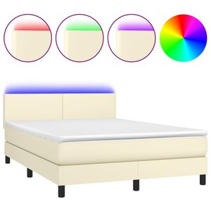 vidaXL Sommier à lattes de lit avec matelas et LED Crème 140x190 cm