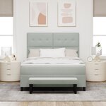 vidaXL Lit à ressorts avec matelas et banc en velours gris clair 140x190 cm