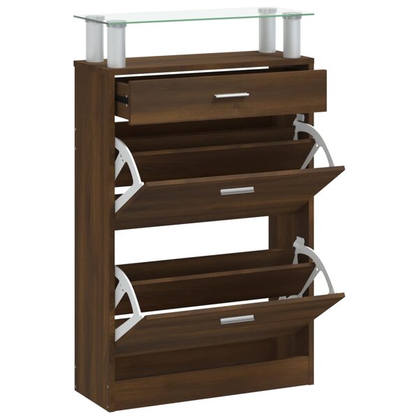 vidaXL Armoire à chaussures Chêne marron 63x24x104cm Bois d'ingénierie