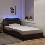 vidaXL Cadre de lit avec LED sans matelas marron foncé 100x200cm tissu