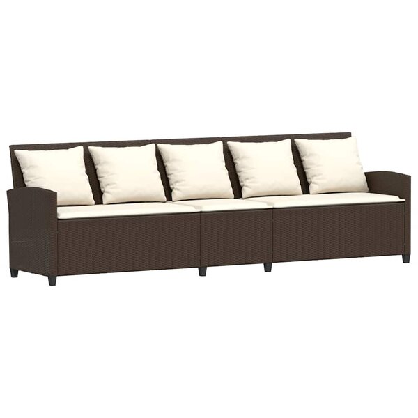 vidaXL Canapé de jardin avec coussins 5 places brun résine tressée