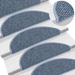 vidaXL Tapis d'escalier autocollants 15 Pièces 56x17x3 cm Bleu