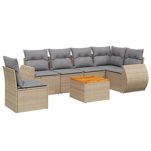 vidaXL Salon de jardin avec coussins 7 Pièces beige résine tressée