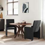 vidaXL Chaises de Salle à Manger avec Roues 2 Pièces Noir 57 x 66 x 94 cm