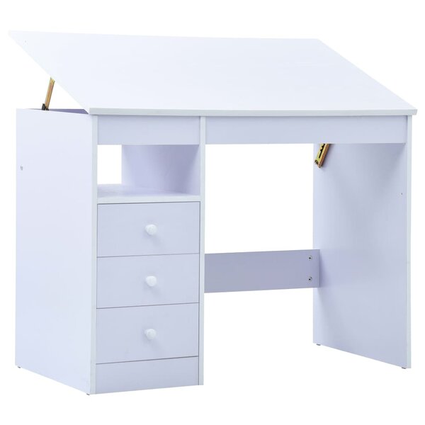 Bureau table poste de travail meuble d'ordinateur informatique étude pour enfants Inclinable blanc 02_0023931