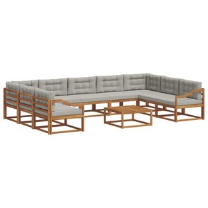vidaXL Ensemble de canapés d'extérieur 10 Pièces Gris Naturel et Clair