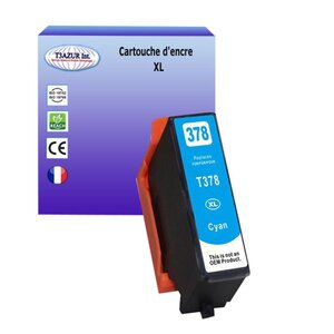 T3AZUR- Cartouche Compatible avec Epson T3782 (378XL) remplace Epson Expression Photo XP-15000 HD XP-8500 XP-8505 XP-8600 XP-8605 -Cyan