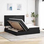 vidaXL Lit de rangement LED avec matelas Noir 200 x 200 cm Velours