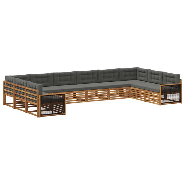 vidaXL Ensembles de canapés avec coussin 10 Pièces Bois d'Acacia Massif