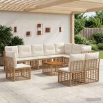 vidaXL Ensemble de canapés d'extérieur 11 pc Blanc Naturel et Crème