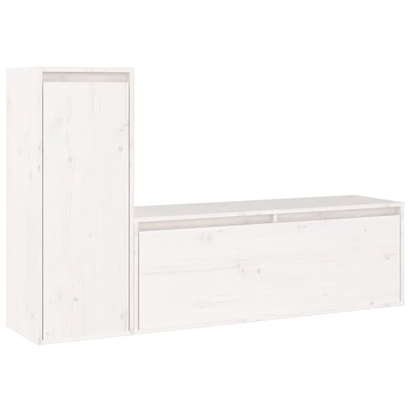 vidaXL Meubles TV 2 Pièces Blanc Bois massif de pin
