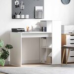 vidaXL Bureau avec étagère Blanc 108 x 55 x 103 5 cm Bois d'ingénierie