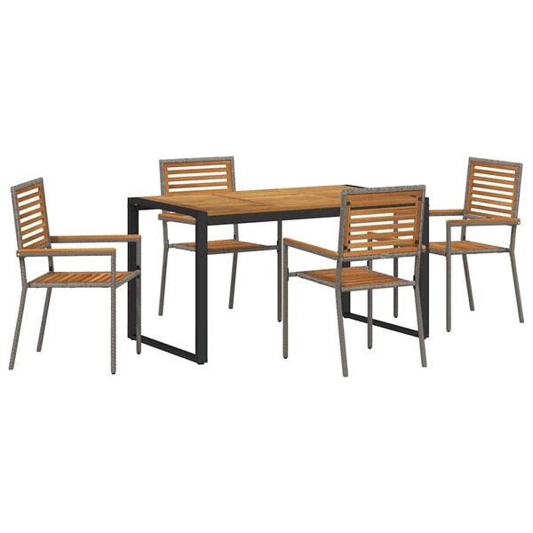 vidaXL Ensemble de salle à manger pour jardin 5 Pièces Gris  Bois