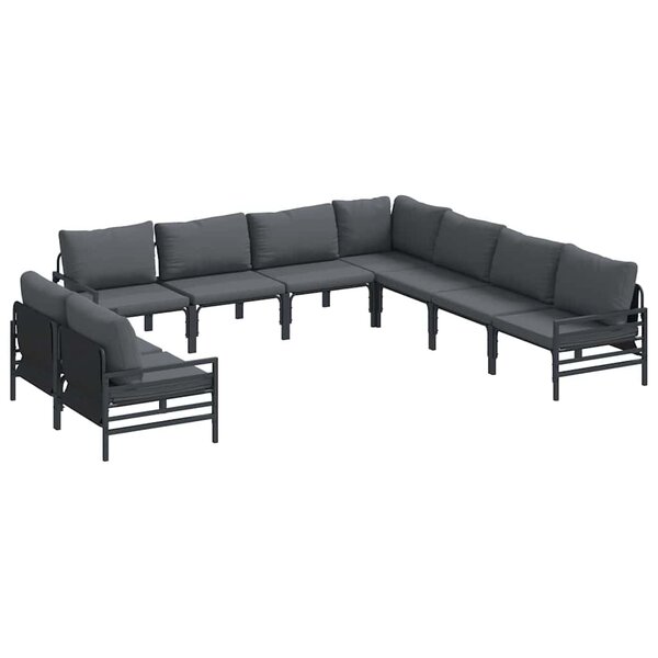 vidaXL Ensemble de canapé de jardin 9 Pièces Anthracite Acier