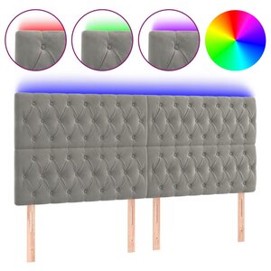 vidaXL Tête de lit à LED Gris clair 180x7x118/128 cm Velours