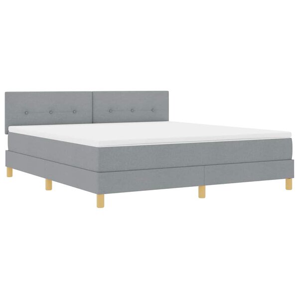 vidaXL Lit à ressort LED avec bandes LED Gris clair 180 x 200 cm tissu