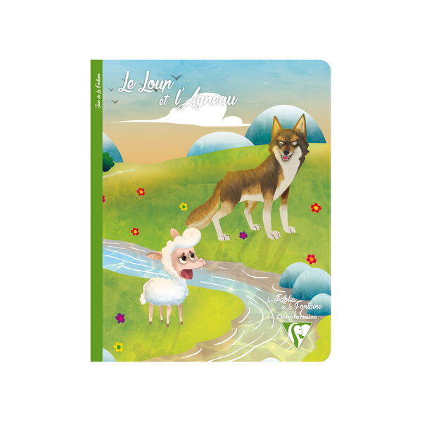 Cahier a5 - 17 x 22 cm - grands carreaux seyes - le loup et l agneau