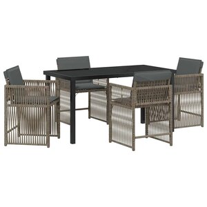 vidaXL Ensemble de salle à manger pour jardin 5 Pièces Gris polyrotin