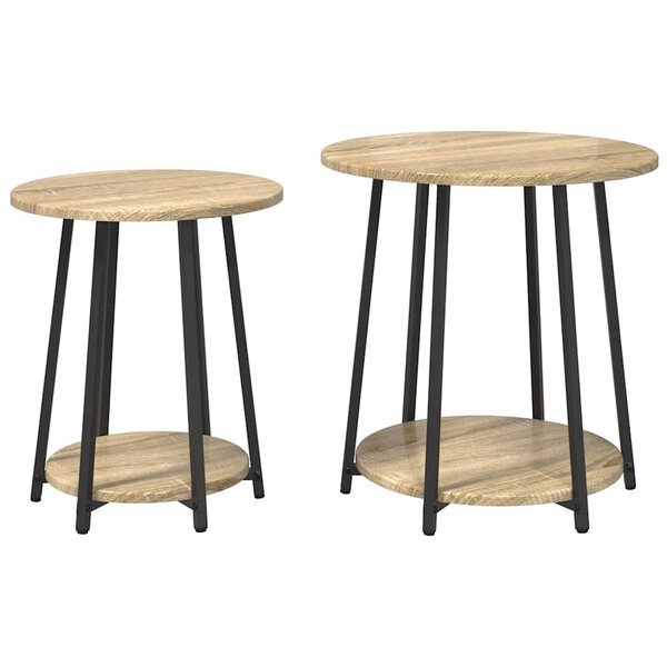 vidaXL Ensemble de tables d'appoint 2 Pièces Chêne Sonoma et noir