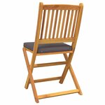 vidaXL Chaise pliante 2 Pièces Gris 49 x 57.5 x 92cm Bois d'acacia massif